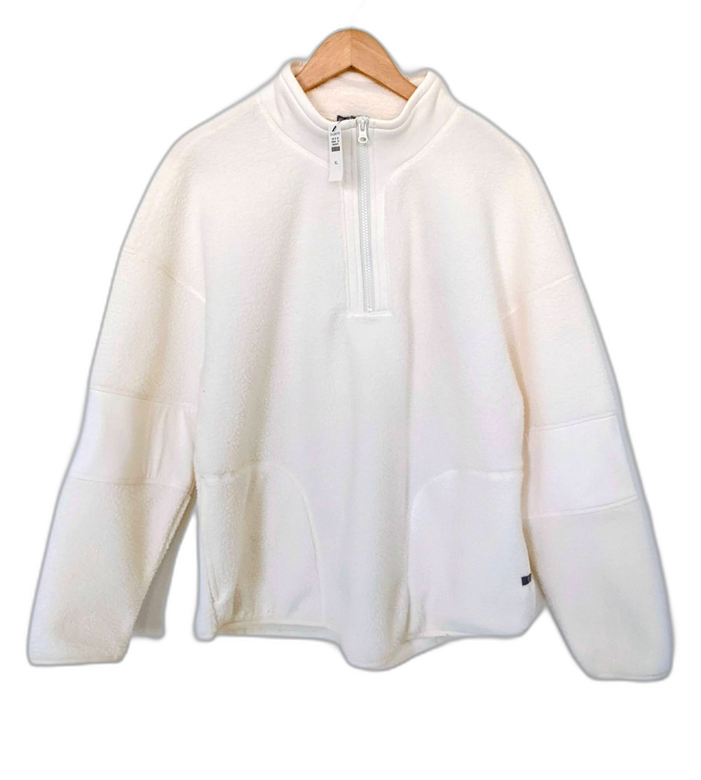 NEW T by Talbots Cream Fleece Sherpa Half Zip Pullover Jacket, Size XL NWT